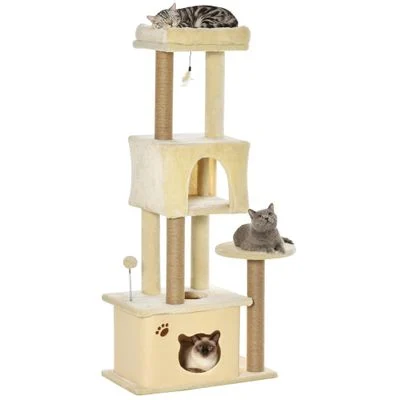 PawHut Árbol para Gato 60x34x136 cm Beige 1 Article