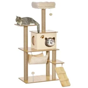 PawHut Árbol para Gato 60x40x130 cm Beige 1 Article