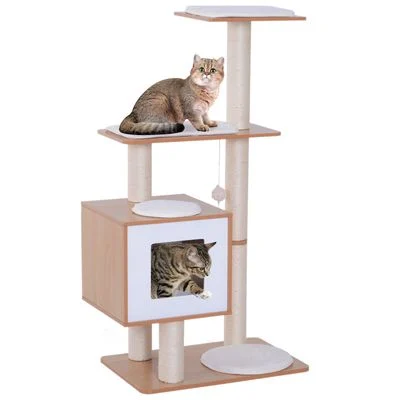 PawHut Árbol para Gato 71.5x49.5x120 cm Madera Natural 1 Article