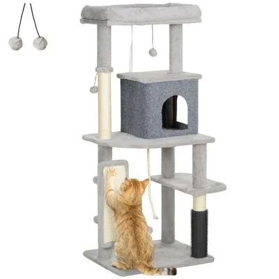 PawHut Árbol para Gato Gris Claro