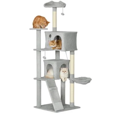 PawHut Árbol para Gato Gris Claro