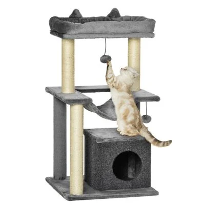 PawHut Árbol para Gatos 48x48x90 cm Gris 1 Article