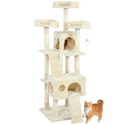 PawHut Árbol Rascador Gato Crema
