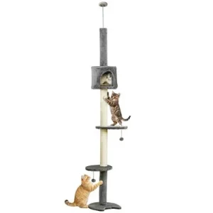 PawHut Árbol Rascador para Gato 40x40x255 cm Gris 1 Article