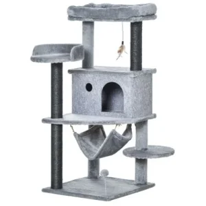 PawHut Árbol Rascador para Gato 48x48x107 cm Gris 1 Article