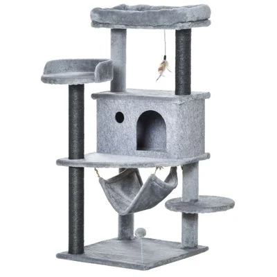 PawHut Árbol Rascador para Gato 48x48x107 cm Gris 1 Article