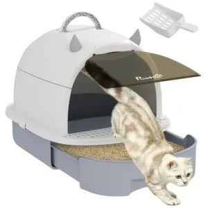 PawHut Arenero para Gato Blanco y Gris