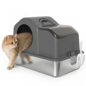 PawHut Arenero para Gato Gris Oscuro