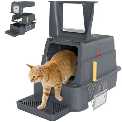 PawHut Arenero para Gato Gris Oscuro