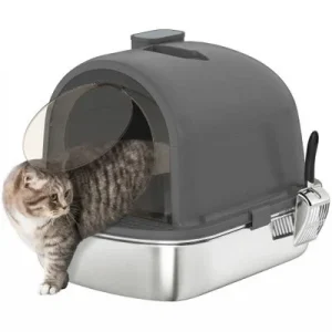 PawHut Arenero para Gato Gris Oscuro