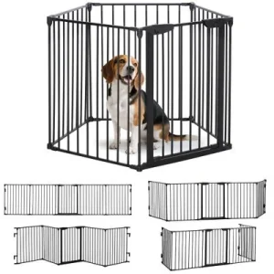 PawHut Barrera de Seguridad Negro