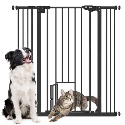 PawHut Barrera de Seguridad Negro