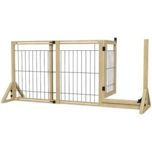 PawHut Barrera para Perro 159x44x70 cm Madera Natural 1 Article