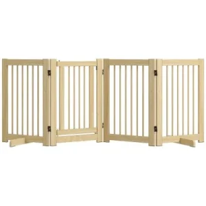 PawHut Barrera para Perro 204x36x75 cm Madera Natural 1 Article