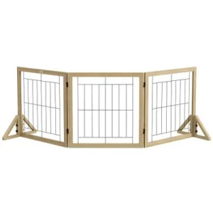 PawHut Barrera para Perro 210x44x70 cm Madera Natural 1 Article