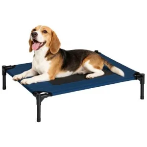 PawHut Cama Elevada para Perro Azul 76x61x18 cm