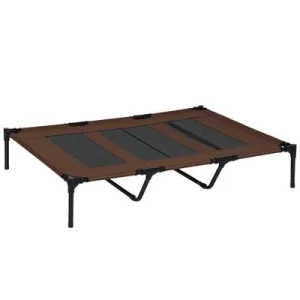 PawHut Cama Elevada para Perro Café