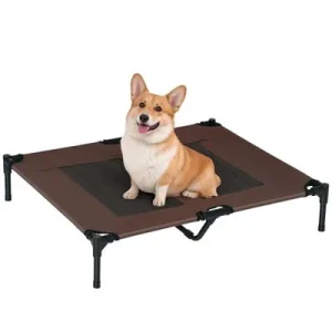 PawHut Cama Elevada para Perro Café