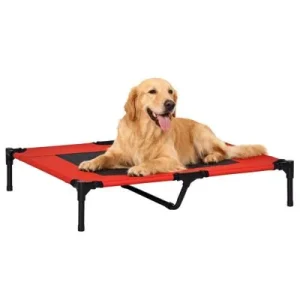PawHut Cama Elevada para Perro Rojo 91.5x76.2x18 cm