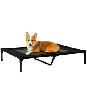 PawHut Cama Elevada Perro Negro