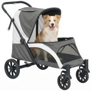 PawHut Carrito para Perro 124x67x100 cm Gris Oscuro 1 Article