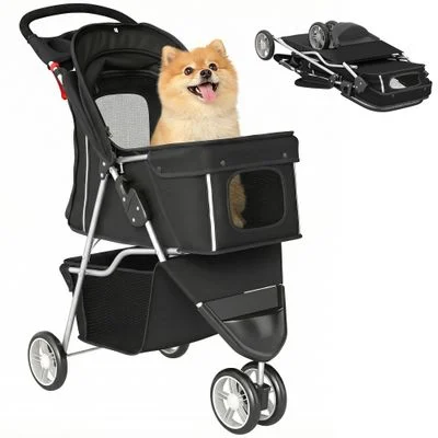 PawHut Carrito para Perro Negro