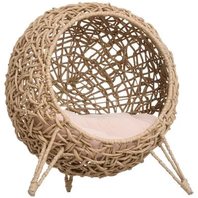 PawHut Casa Gato Ratán 52x58 cm Madera natural 1 Article