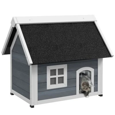 PawHut Casa para Gato 77x57.5x68 cm Gris y Negro 1 Article