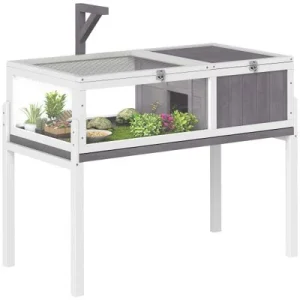 PawHut Casa para Tortuga 104x53x82 cm Gris y Blanco 1 Article