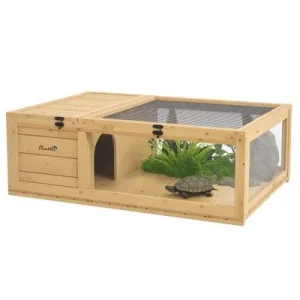PawHut Casa para Tortuga Madera Natural