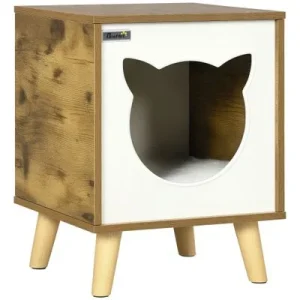 PawHut Caseta para Gato 34x34x44.5 cm Marrón Oscuro 1 Article