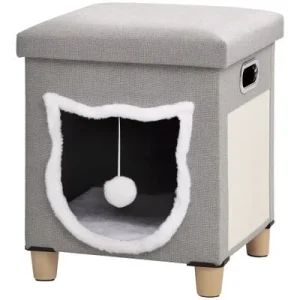 PawHut Caseta para Gato 35.5x35.5x42.5 cm Gris 1 Article