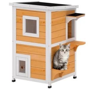 PawHut Caseta para Gato 51x51x81.3 cm Madera Natural 1 Article