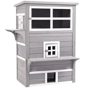 PawHut Caseta para Gato 93.5x67x117 cm Gris 1 Article