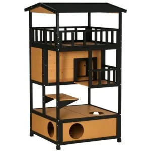 PawHut Caseta para Gato Madera Natural