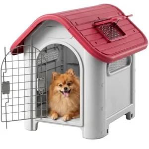 PawHut Caseta para Perro 59x75x66 cm Gris y Rojo 1 Article