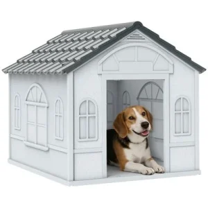 PawHut Caseta para Perro Gris y Blanco