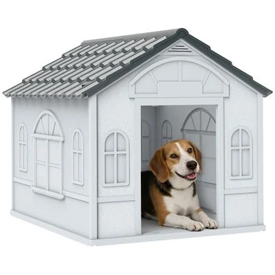 PawHut Caseta para Perro Gris y Blanco