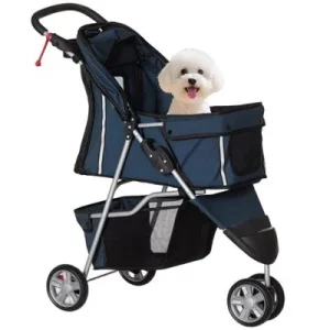PawHut Cochecito para Perro 75x45x97 cm Azul Marino 1 Article
