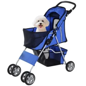 PawHut Cochecito Perro y Gato Azul
