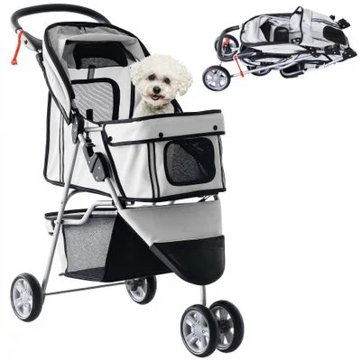 PawHut Cochecito Perro y Gato Gris
