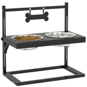 PawHut Comedero para Perro 40.5x22x39 cm Negro 1 Article