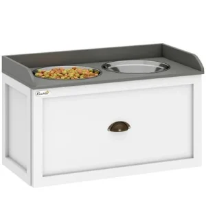 PawHut Comedero para Perro 60x30x36 cm Blanco 1 Article