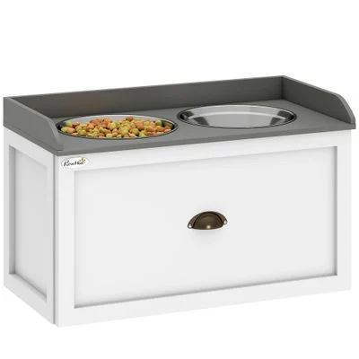PawHut Comedero para Perro 60x30x36 cm Blanco 1 Article