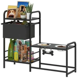 PawHut Comedero Perro Elevado 89.5x27x74 cm Negro 1 Article