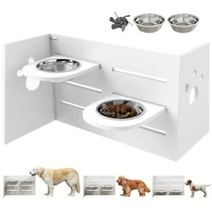 PawHut Comedero Perros Elevado 63x58.5x40 cm Blanco 1 Article