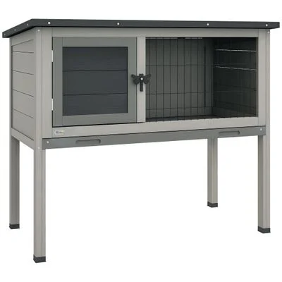 PawHut Conejera 84x43x70 cm Gris 1 Article