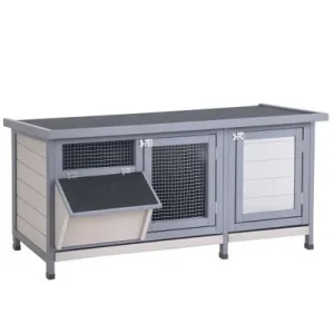 PawHut Conejera de Exterior Gris