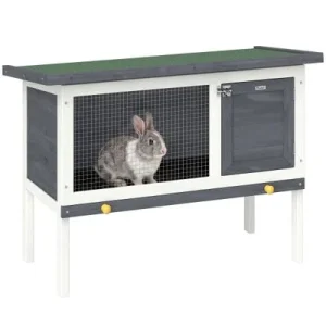 PawHut Conejera de Exterior Gris