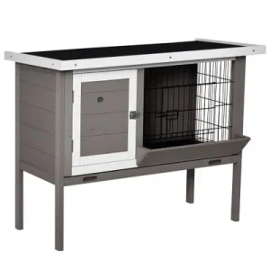 PawHut Conejera de Madera 91x46x71 cm Gris 1 Article